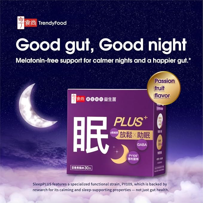 SleepPLUS Probiotic Sleep Support with GABA Sleep Strain PY109™ and Lemon Balm 30 Billion CFU Nighttime Relaxation Gut Brain Balance Supplement 30 Stick Packs