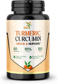 Turmeric Curcumin with Ginger, BioPerine Black Pepper, 95% Curcuminoids, Natural Joint & Healthly Inflammatory Support, Antioxidant Tumeric Supplement, 60 Veggie Capsules, Made in USA, by SMS
