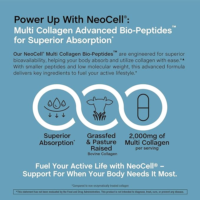 NeoCell Multi Collagen Peptides Capsules | 360 Pills | 10 Types of Advanced Bio-Peptides | Superior Absorption | Grass Fed Complex Supplement | for Women and Men