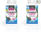 Charcocaps Fast Acting Gas Relief for Bloating & Flatulence,Drug Free Detoxifying Activated Charcoal Formula,100 Capsules,30 Day Supply,Pink,(Pack of 2)