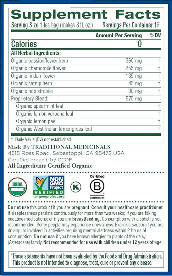 Traditional Medicinals Organic Nighty Night Tea, 16 Tea Bags