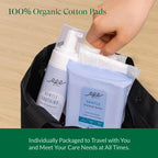 Feminine Care Bundle, Period Essentials 100% Organic Cotton Pads for Women, Size 2,3,5 Sanitary Napkins 124 Ct, Flushable Gentle Feminine Wet Wipes, Plant-Based Soothing Feminine Wash