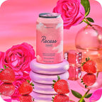 Recess Mood Magnesium & Adaptogen Drink, Relaxation Beverage, 12 Ounce (Strawberry Rose, 12 Pack)