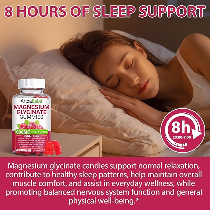 Magnesium Glycinate Gummies with L-Threonate,120pcs Sugar Free Magnesium Complex Gummies for Sleep, Body Support and Relaxation,Non-GMO, Gluten-Free