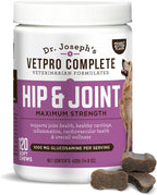 Dr. Joseph's VetPro Complete Dog Hip & Joint Supplement for Arthritis Pain Relief – High-Strength Glucosamine & Chondroitin Chews for Senior Dogs – Vet Formulated, Peanut Butter Flavor, 120 Ct