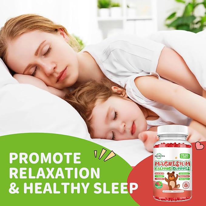 Magnesium Glycinate Gummies for Kids - Kids Magnesium Glycinate Gummies Supplement with L-Theanine, Vitamin B6, D3 for Kids & Adults Sleep Calm Relaxation Brain Bones,Sugar Free Raspberry 120ct