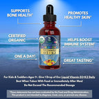 USDA Organic Vitamin D3 K2 Liquid Drops | Vitamin D3 K2 Supplement for Kids & Toddlers Ages 1+ | Kids Supplement for Calcium Absorption Strong Bones | Vegan, Non-GMO | 2 Fl Oz