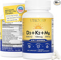 UBIOSKA Vitamin D3 K2 Magnesium Supplement – 5000 IU D3 + MK-7 K2 with 8-Form Magnesium (Glycinate, Taurate, Malate) for Calm Sleep, Stress Relief, Mood Balance & Strong Bones – 60 Capsules