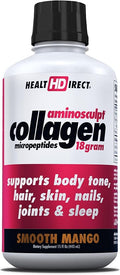 HEALTH DIRECT AminoSculpt Sugar-Free Collagen Supplement - High Potency Medical-Grade Protein for Hair, Skin, Nails & Joints, Grass-Fed, Non-GMO, Liquid Collagen - Smooth Mango - 15 Fl Oz