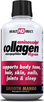 HEALTH DIRECT AminoSculpt Sugar-Free Collagen Supplement - High Potency Medical-Grade Protein for Hair, Skin, Nails & Joints, Grass-Fed, Non-GMO, Liquid Collagen - Smooth Mango - 15 Fl Oz
