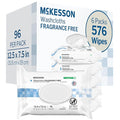 McKesson Washcloth Wipes, Unscented - Disposable Wet Wipes for Adults - Fragrance-Free, Alcohol-Free - No-Rinse Formula - Snap Lid Soft Pack, 96 Count, 6 Packs, 576 Total