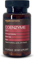 Amazon Elements - CoQ10 100 mg, Vegan, Normal Energy Production, Supports Cardiovascular Health - 2 Month Supply (60 Capsules)
