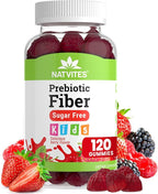 Prebiotic Kids Fiber Gummies, for Children Ages 2 & Up - Sugar Free Vegetarian Gelatin Free Non-GMO, Kids Fiber Supplements for Digestive Health (120 Count)