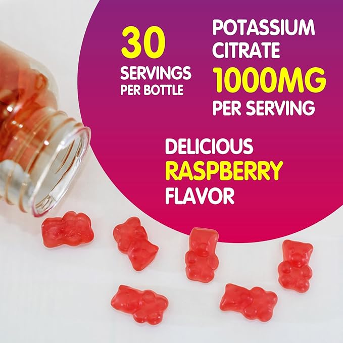 duwhot Potassium Citrate 1000mg Gummies, Potassium Supplement for Adults Women & Men, Support Leg Cramps & Muscle Health, 120 Chewables