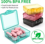 TecQach Small Pill Box 4 pcs,Cute Travel Pill Organizer Case Mini Tiny Clear Plastic Storage Containers Portable for Pocket Purse