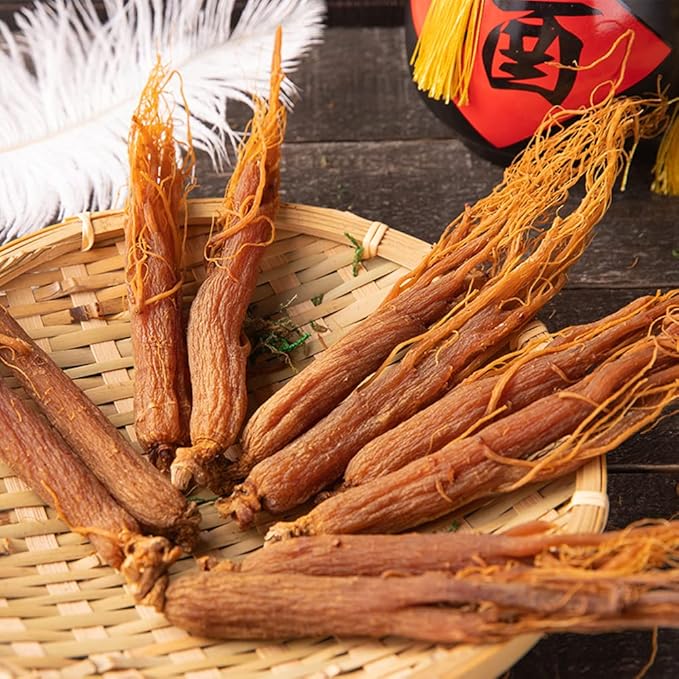Red Ginseng Roots Whole Root Pieces - Red Panax Ginseng Roots Ginseng Red Ginseng Korean Red Ginseng Supplement Red Ginseng Tea Energy Chews (100 Grams /0.22 lbs), 1.0 Count