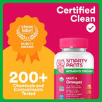 SmartyPants Organic Women's Multivitamin Gummies: Biotin, Methylfolate, Omega 3 (ALA), Vitamin D3,C,B12,B6,A,K & Zinc, Inositol, Gluten Free, Vegetarian, 120 Count (30 Day Supply)(Pack of 2)