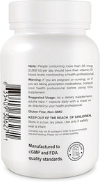 Organic VIT D3 125mcg (5000 iu) Pro Strength MiniCaps Support Bone Muscle Joint Cardio Breast Colon Immune Health Easy Swallow Fast Absorb