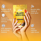 90 Black Seed Oil Gummies | 500mg Cold-Pressed Black Seed Oil, Amla, Bamboo, Fo-Ti, Nettle Leaf, Gotu Kola Extract | Vegan, Non-GMO Gummies | Hair, Skin & Nail Nourishment | Pomegranate Flavor