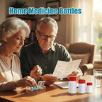4 Pack Small Empty Plastic Bottles for Pills - Travel Medicine Containers with Lids & Labels, Portable Daily Organizer Storage for Vitamins, Medication Essentials