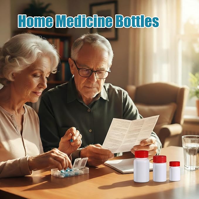 8 Pack Small Empty Plastic Bottles for Pills - Travel Medicine Containers with Lids & Labels, Portable Daily Organizer Storage for Vitamins, Medication Essentials