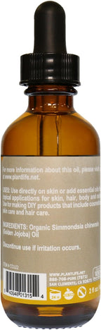 Plantlife Golden Jojoba Carrier Oil - Cold Pressed, Non-GMO, and Gluten Free Carrier Oils - for Skin, Hair, and Personal Care - 2 oz