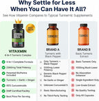 Turmeric Curcumin Supplement with BioPerine & Garlic - 2360mg High Potency Turmeric Ginger Root Capsules for Joint Support, Immune Health & Anti Inflammatory - 60 Veggie Caps
