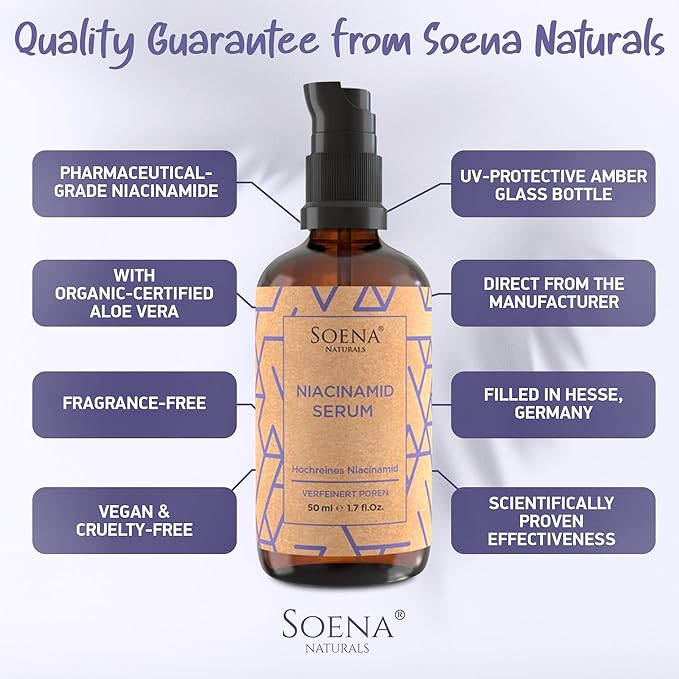 Organic Niacinamid Serum High Dose • The Best + 7 Power Active Ingredients = Hyaluron, Vitamin C, Niacinamide • Highly Effective Retinal (Niacinamid Serum, 1.70 Fl Oz)