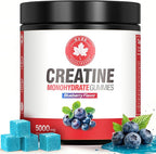Creatine Gummies, NSF Certified, 5g Creatine Monohydrate per Serving with Taurine & B12, Blueberry Flavor, 120 Count, for Men & Women