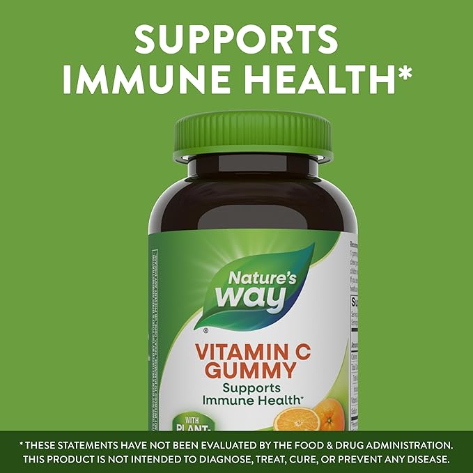 Nature's Way Vitamin C Gummies, Support Immune Health*, Antioxidant, 250 mg per 2-Gummy Serving, Gummy Vitamins, Orange Flavored, 120 Gummies (Set of 2)