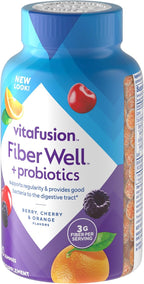 vitafusion Probiotic + Prebiotic Fiber Gummies for Adults, Probiotic Supplement with Prebiotic Fiber to Support Gut Health and Provide Good Bacteria (1), Cherry Berry Citrus Rush Flavor, 60 Count