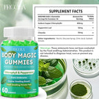 Body Magic Gummies, Chlorophyll Supplement with Peppermint & Chlorella - 60 Gummies, Lychee Flavor, Plant-Based Pectin, Supports Overall Wellness & Freshness