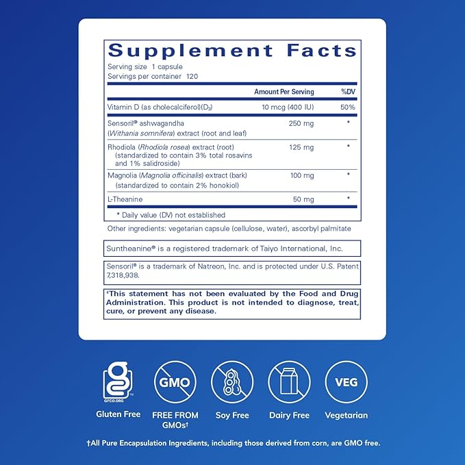 Pure Encapsulations Cortisol Calm - Supports Cortisol Health & Relaxation - Contains Ashwagandha & L-Theanine - Restful Sleep - 120 Capsules