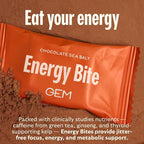 GEM Energy Caffeinated Chocolate Bite | Holistic Sustained Energy | Supports Metabolism, Stamina & Endurance | 40mg Caffeine, Ginseng Root, L-Theanine | Chocolate Cacao Sea Salt | 7 Servings