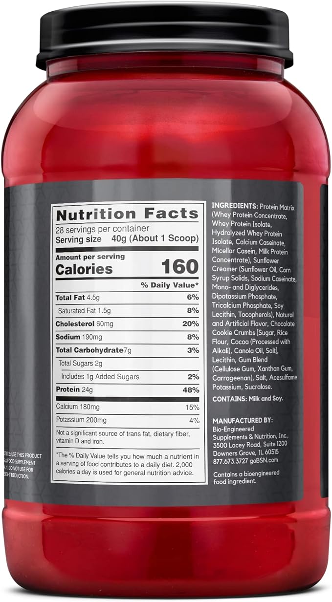 BSN SYNTHA-6 EDGE Protein Powder, Cookies n Cream Flavored Powder with Hydrolyzed Whey, Micellar Casein, for Muscle Gain, Low Sugar, 24g Protein, Cookies & Cream, 28 Servings, 2.47 Pound (Pack of 1)