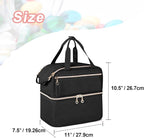 Damero Double Layers Pill Bottle Organizer Empty, Lockable Medicine Storage Bag Medication Travel Bag with 4 Customized Dividers for Prescription Bottles, Medical Supplements,Black
