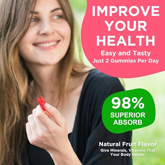Calcium Magnesium Zinc Gummies with Vitamin D3, Sugar Free Calcium Gummies for Women Men, Raspberry Flavor - 60 Count