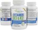 Vitalité Now! Best Vitamin D3 2000 IU + K2 - Optimized Absorption in Best Form MK7 for Lung Health, Strong Bones & Healthy Heart - All Natural - Cherry Flavor - 90 Chewable Tablets - 3 Month Supply!