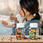 Lamoutor 18Pcs Clear Pill Bottle Plastic Medicine Empty Reagent Bottle Chemical Containers with Caps for Liquid Solid Powder Medicine 20ML