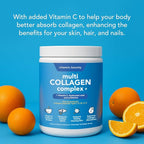 Vitamin Bounty Multi Collagen Peptides Powder for Men & Women (Complex Plus) - 5 Types Hydrolyzed Collagen Protein - Probiotics, Vitamin C & Hyaluronic Acid - Grass Fed Bovine Supplements, 50 Servings