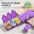Extra Large Weekly Pill Organizer - Waterproof 7-Day Pill Box, Portable Vitamin & Supplement Case, Easy to Open Design, Ideal for Travel and Daily Medication Management