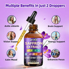 Saffron Extract for Anxiety Relief & Calm Mood Support | 88.5mg Saffron Supplement | Enhanced with Manganese for Brain & Stress Support | Vegan, Non-GMO, Alcohol-Free Tincture, Based in USA - 2 Oz