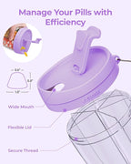 AMOOS Large Pill Dispenser with 6 Compartments, Anti-Mix Pill Bottle Organizer with Wide Opening & Easy Retrieval, Vitamin Organizer for Travel, BPA-Free Pill Box with a Strap, Purple