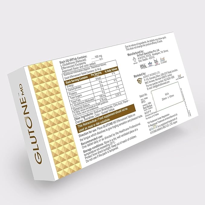 Dalal MD – Glutathione Mouth-Dissolving Tablets| Made with Setria L-Glutathione (Japan) 100mg| Radiant Glow & Even Skin Tone| Pack of 30 Tablets (Orange)