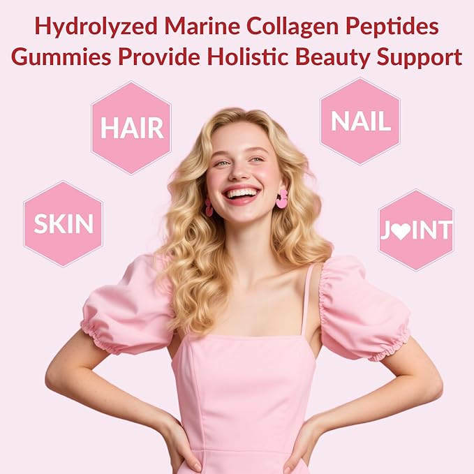 Marine Collagen Gummies for Women- Hydrolyzed Collagen Peptides 1000mg with Biotin,Vitamin C, E, Hyaluronic Acid- Collagen Supplement for Healthy Skin Hair Nails- Sugar Free, 90 Counts