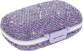 Bling Travel Pill Organizer Cute Pill Box with Labels Rhinestone Pill Case for Purse Portable Daily Pill Container 7 Day Medicine Holder for Vitamin Supplement(Purple)