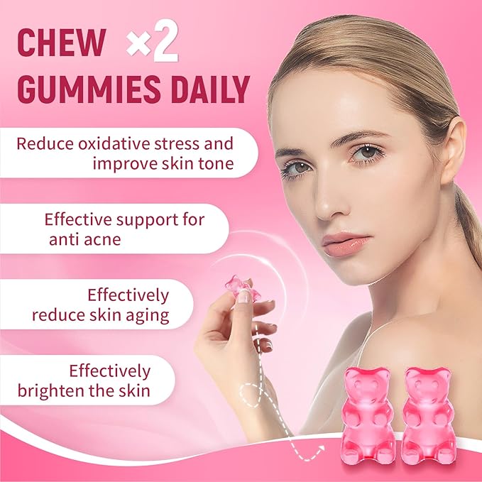 Glutathione Collagen Glow, Glutathione Collagen Glow Gummies, Korean Collagen Gummies to Rejuvenate Your Skin (1PC)