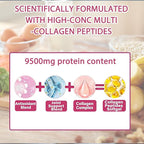 Multi Collagen Peptides Capsules 9500mg: Hydrolyzed Collagen Supplement Type I II III V X with Hyaluronic Acid Glucosamine MSM Probiotics Enzymes, Collagen for Skin Hair Nails Joints Women Men 60