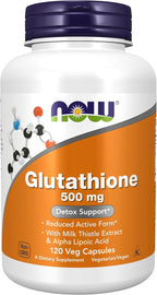 Now Foods Supplements, Glutathione 500 mg, with Milk Thistle Extract & Alpha Lipoic Acid, Free Radical Neutralizer*, 120 Veg Capsules, Beige
