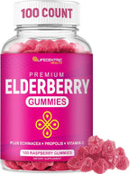 LifeCentric Health Elderberry Gummies for Kids & Adults Plus Vitamin C, Propolis & Echinacea Delicious Raspberry Gummy